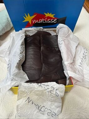 NIB Matisse Prairie Leather Tall Boots Chocolate Brown Size 8